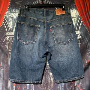 Levi’s 569 Bermuda Short Men 34 Blue Denim High-Rise Medium Wash Faded 5-Pockets